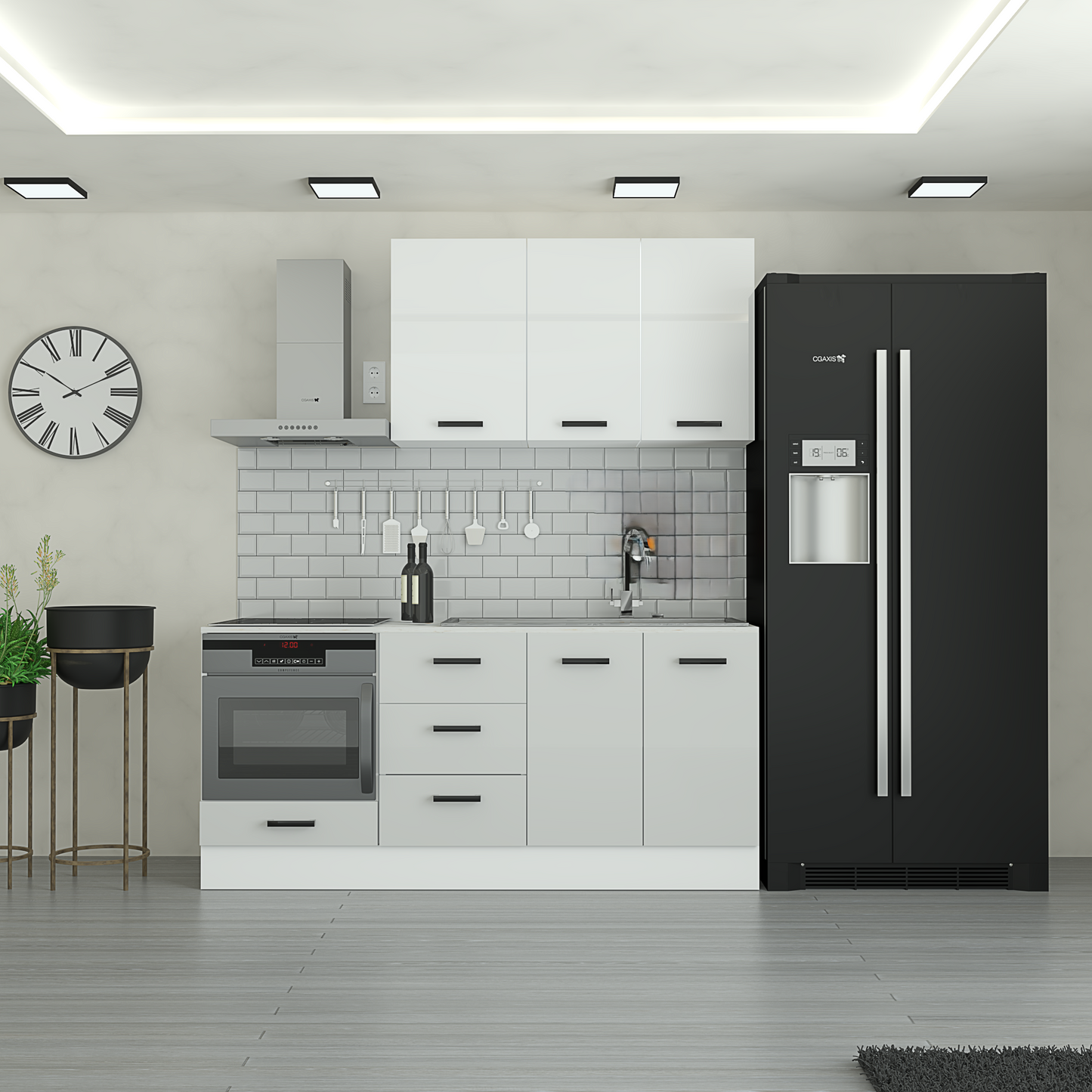 ALESS 190 cm Mutfak Dolabı  MDF Kapak Tezgah Dahil YRKN190 97