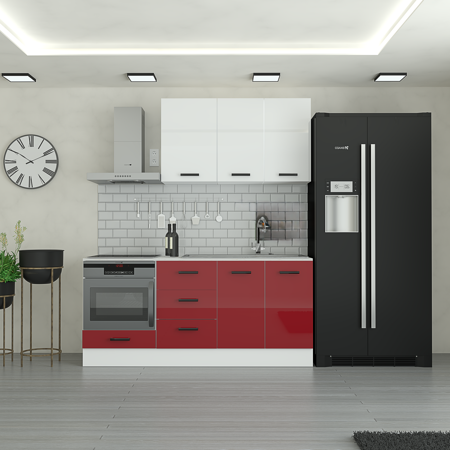 ALESS 190 cm Mutfak Dolabı  MDF Kapak Tezgah Dahil YRKN190 97