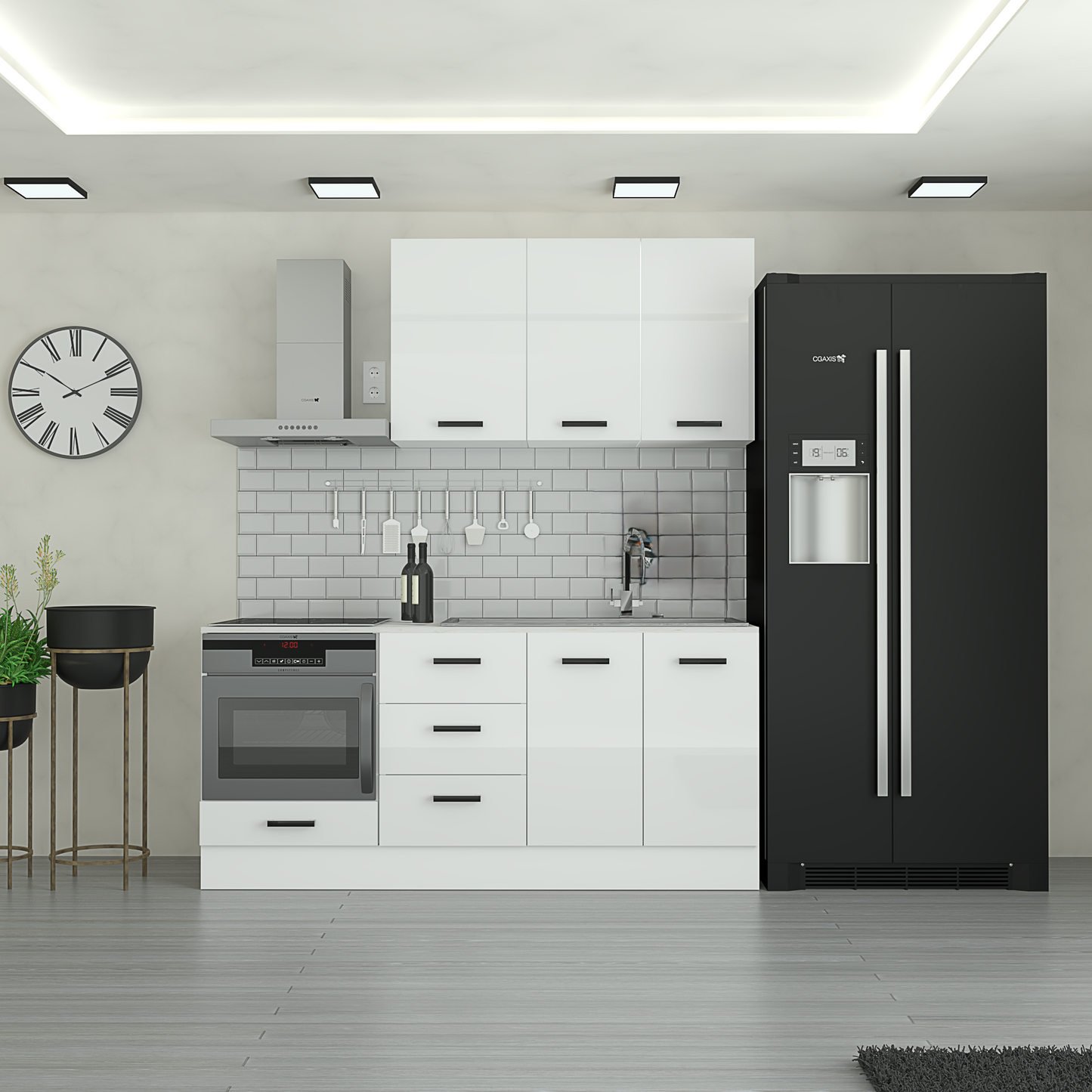 ALESS 190 cm Mutfak Dolabı  MDF Kapak Tezgah Dahil YRKN190 97