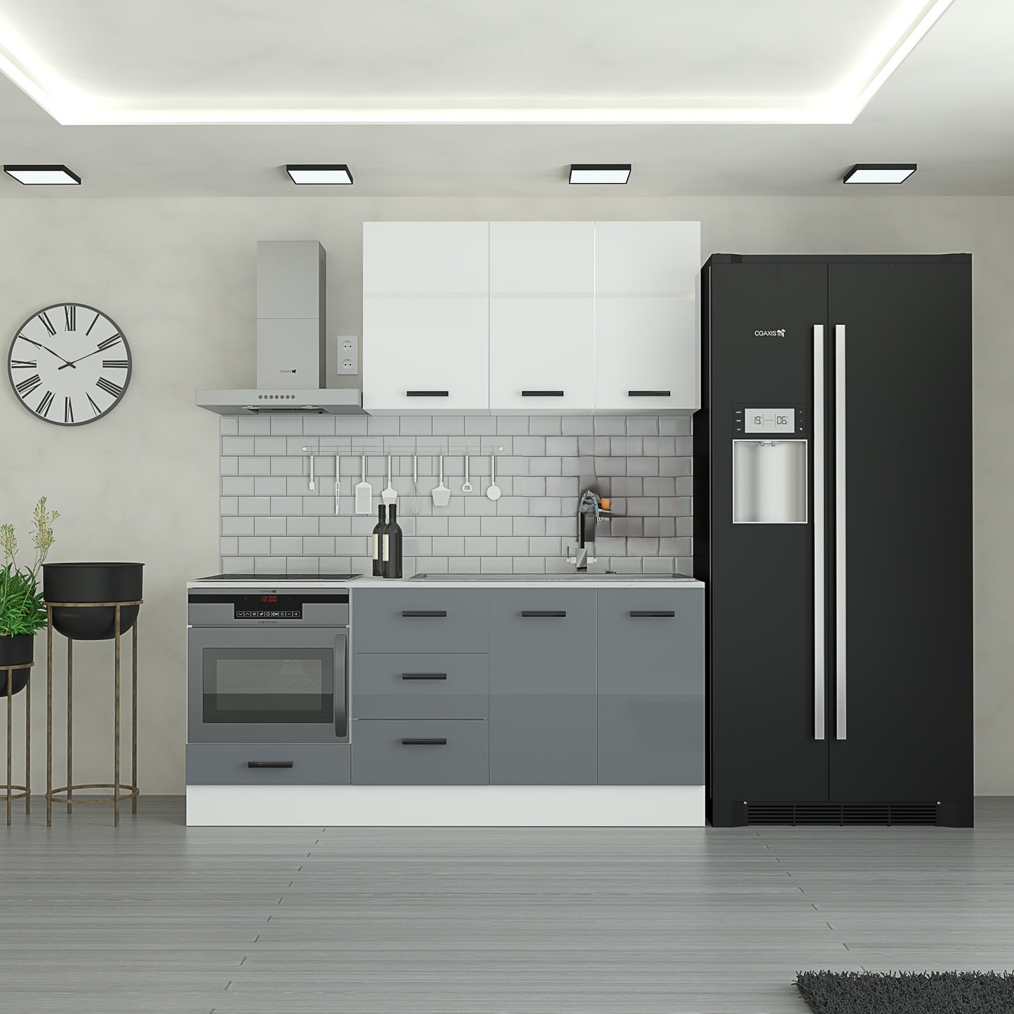 ALESS 190 cm Mutfak Dolabı  MDF Kapak Tezgah Dahil YRKN190 97