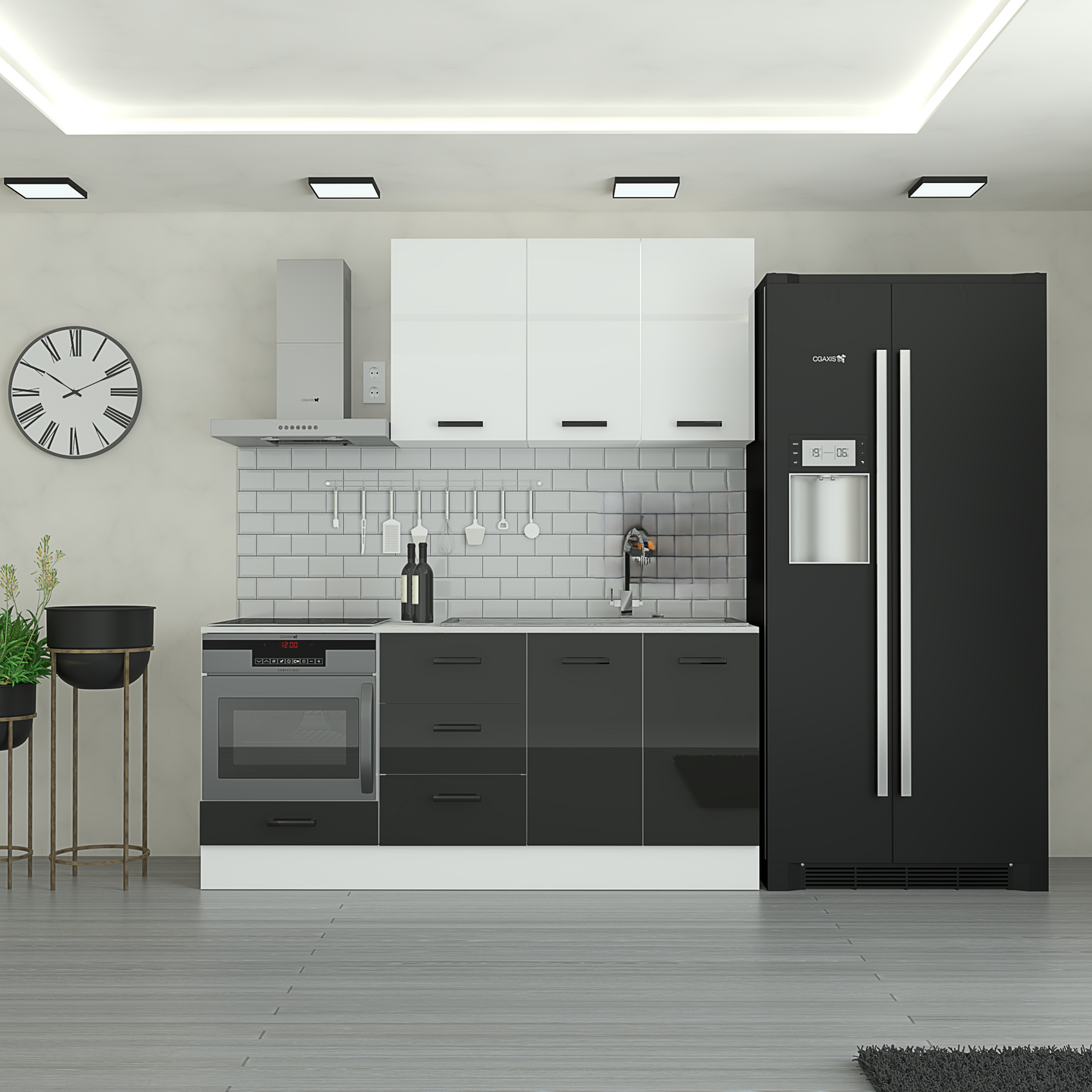 ALESS 190 cm Mutfak Dolabı  MDF Kapak Tezgah Dahil YRKN190 97